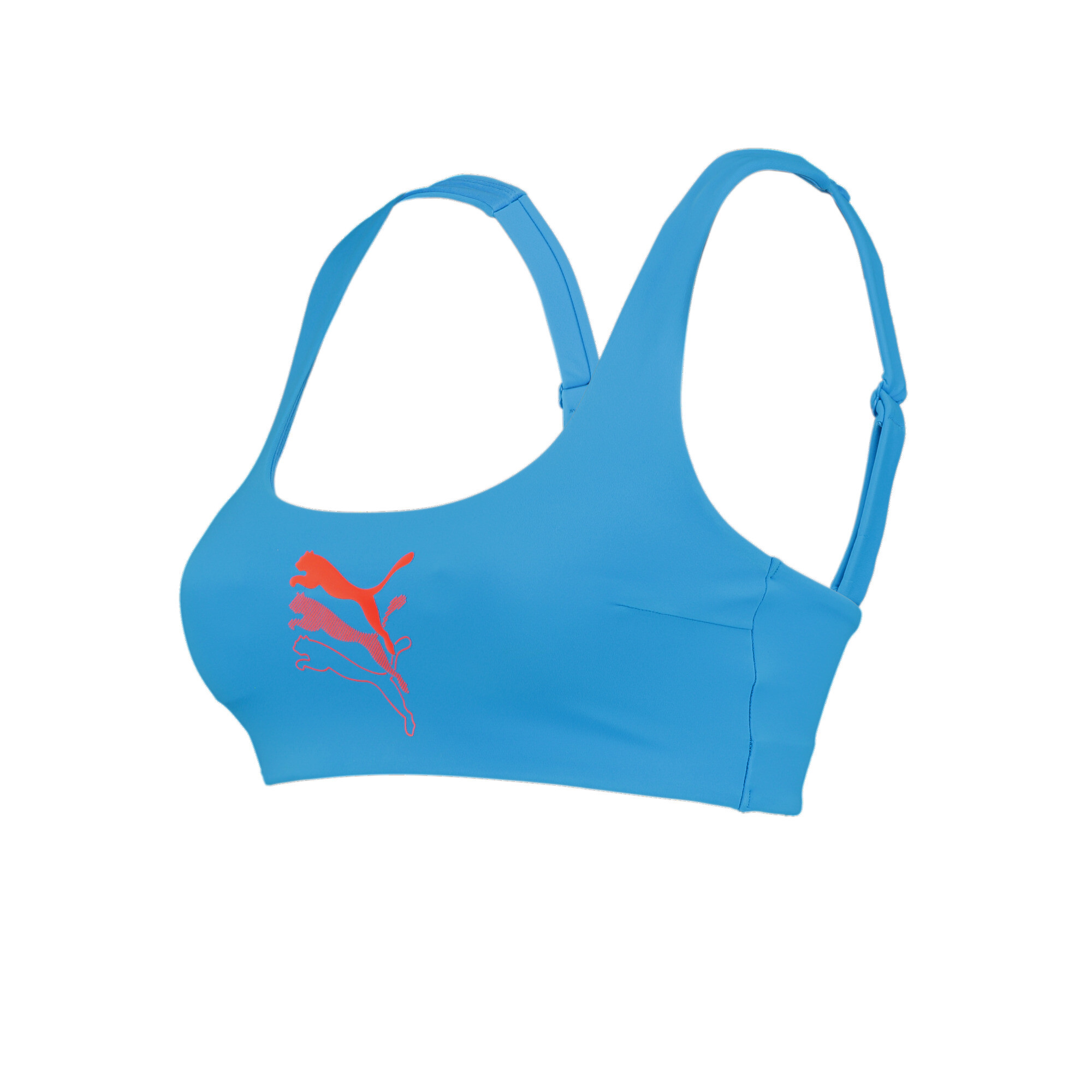Women's PUMA Swim Scoop Neck Bikini Top In Bright Blue, Size Medium