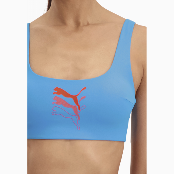 PUMA Swim Scoop Neck Women's Bikini Top, bright blue, large-MEX