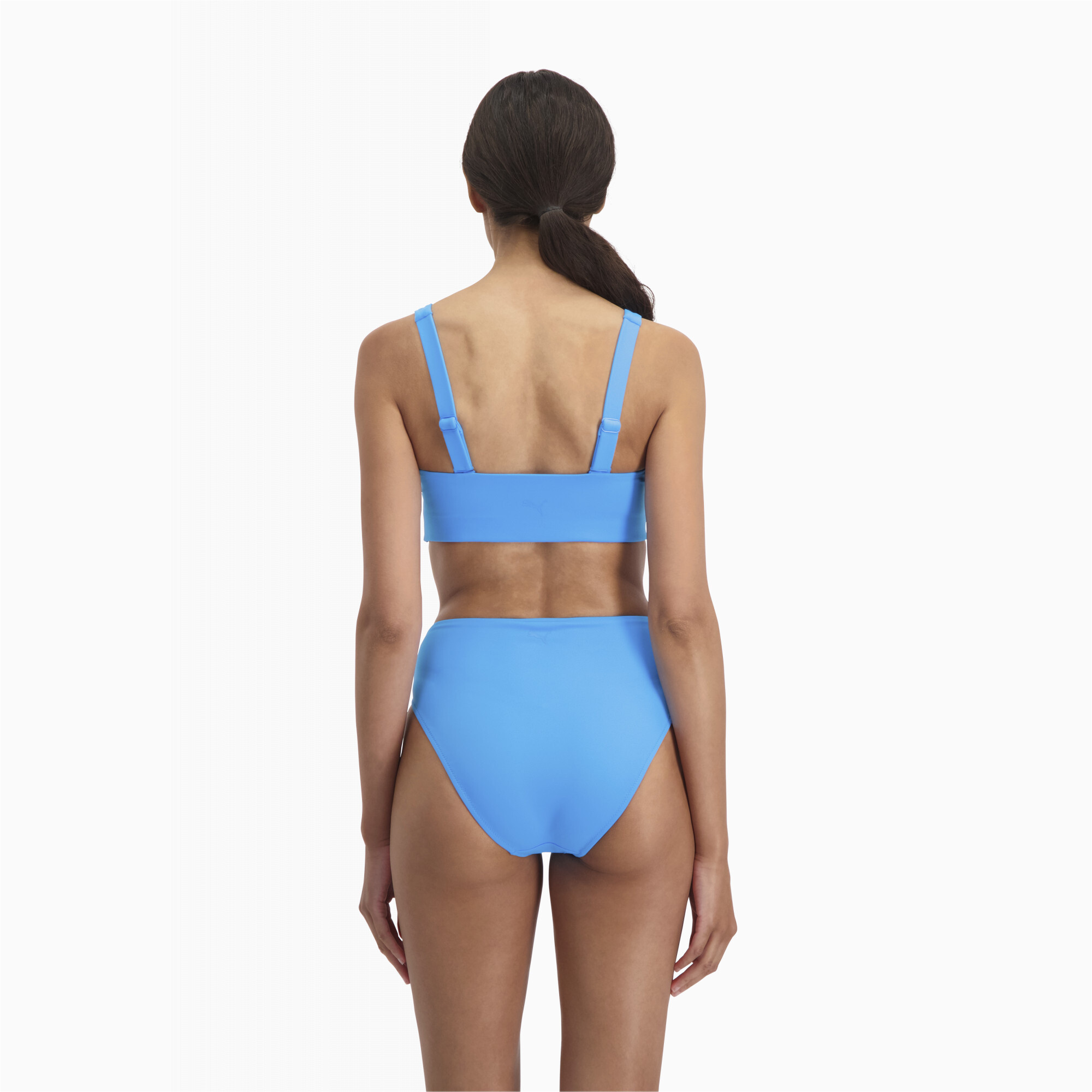 Women's PUMA Swim Scoop Neck Bikini Top In Bright Blue, Size Small