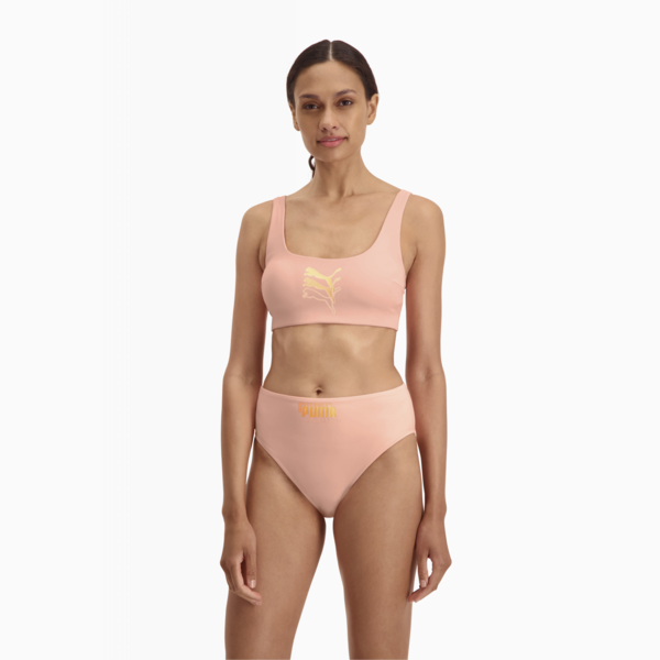 PUMA Swim Scoop Neck Women's Bikini Top, peach, large-ZAF