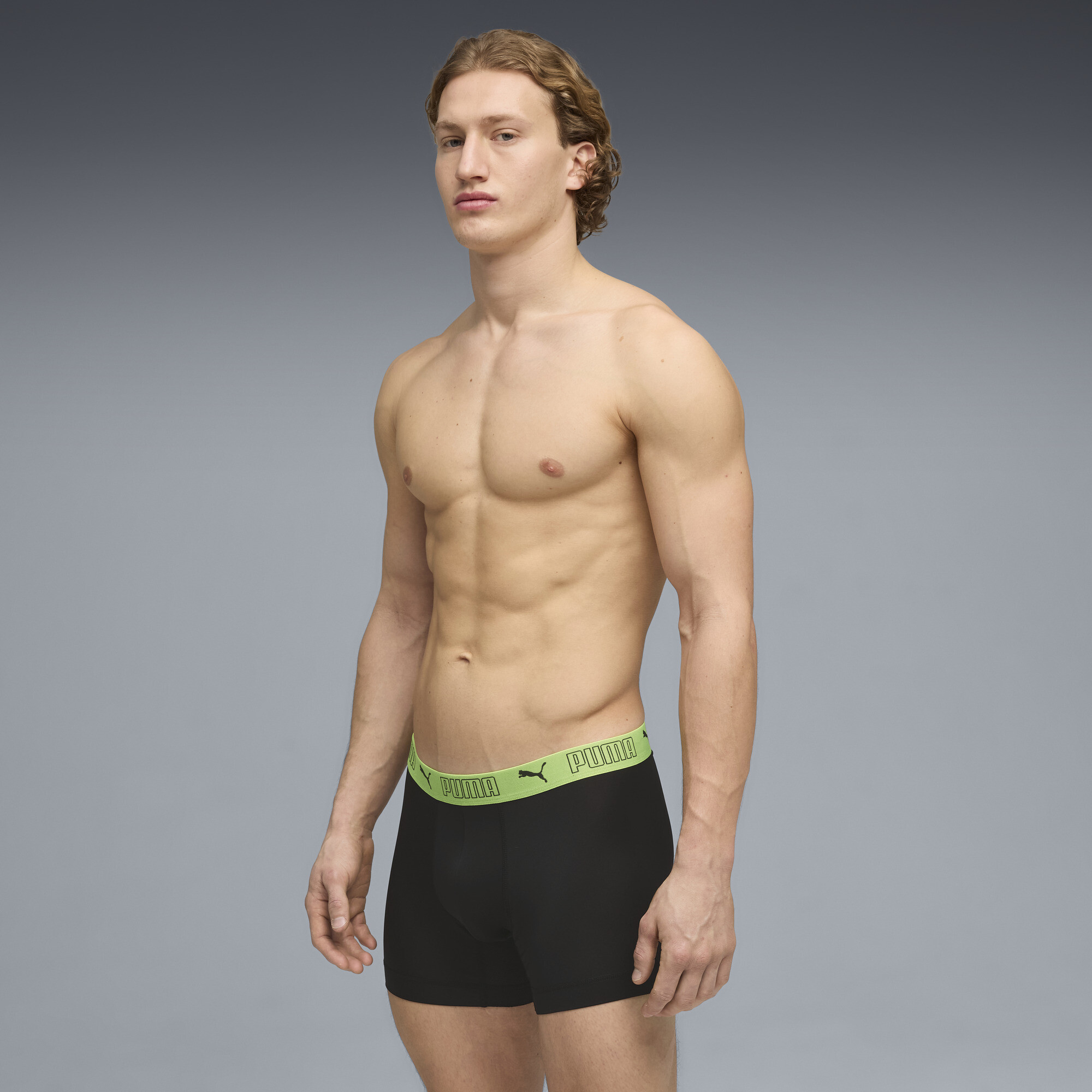 PUMA Sport Boxershorts voor Heren, Zwart/Geel, Maat 3