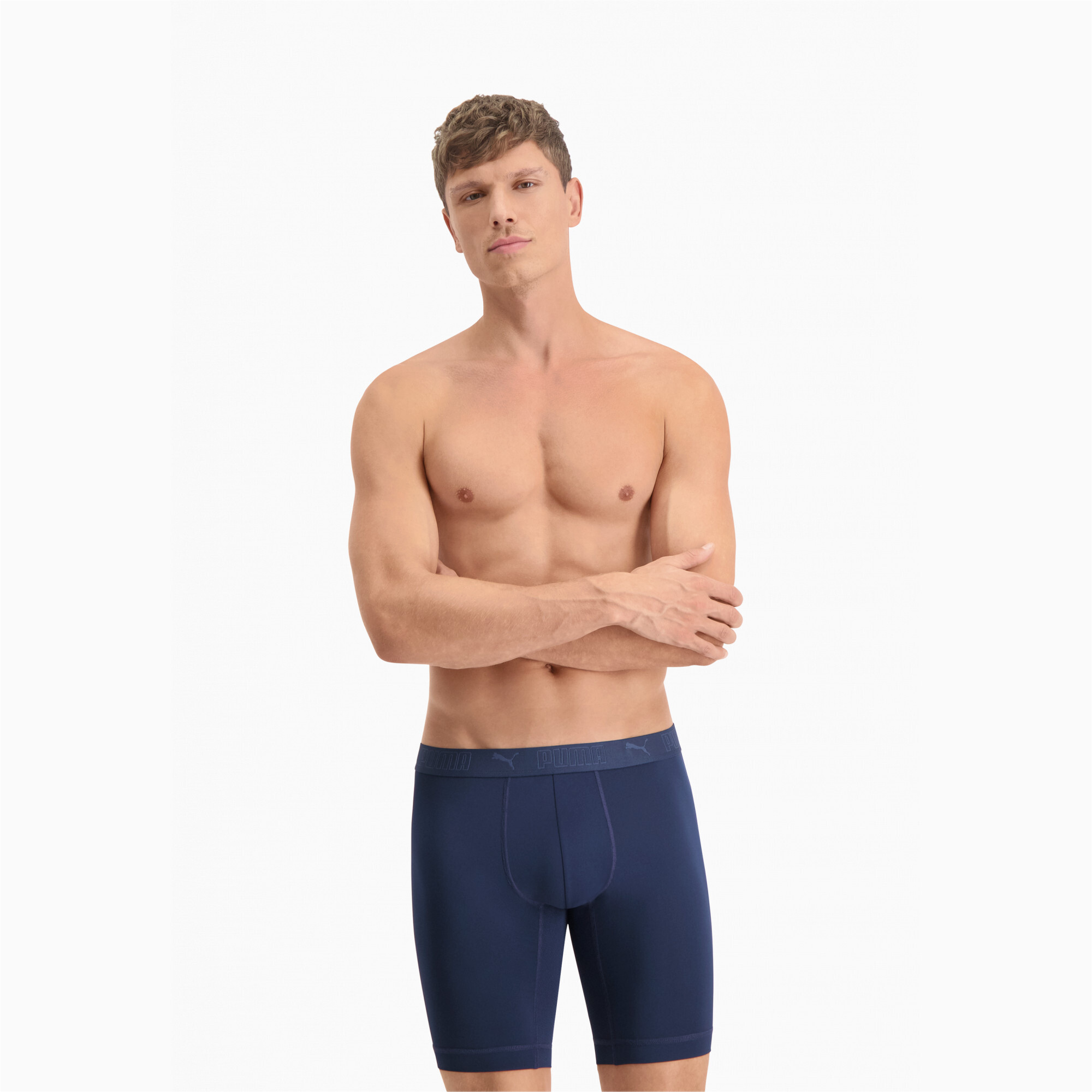 Men's Puma Sport's Microfiber Long Boxers 2 Pack, Blue, Clothing