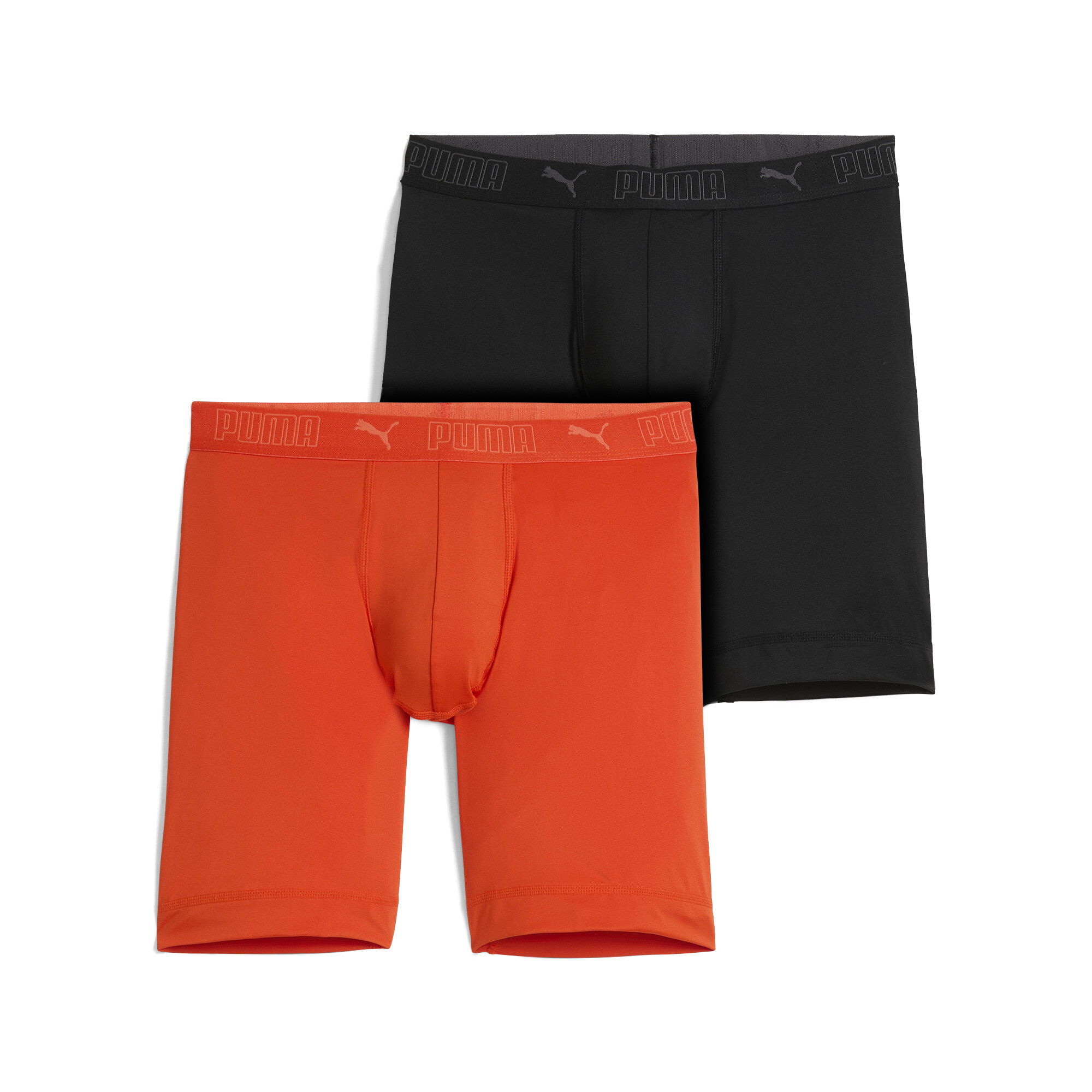 Licence Puma Sport lange Mikrofaser-Herren-Boxershorts 2er-Pack | Orange/Black | Größe: 3