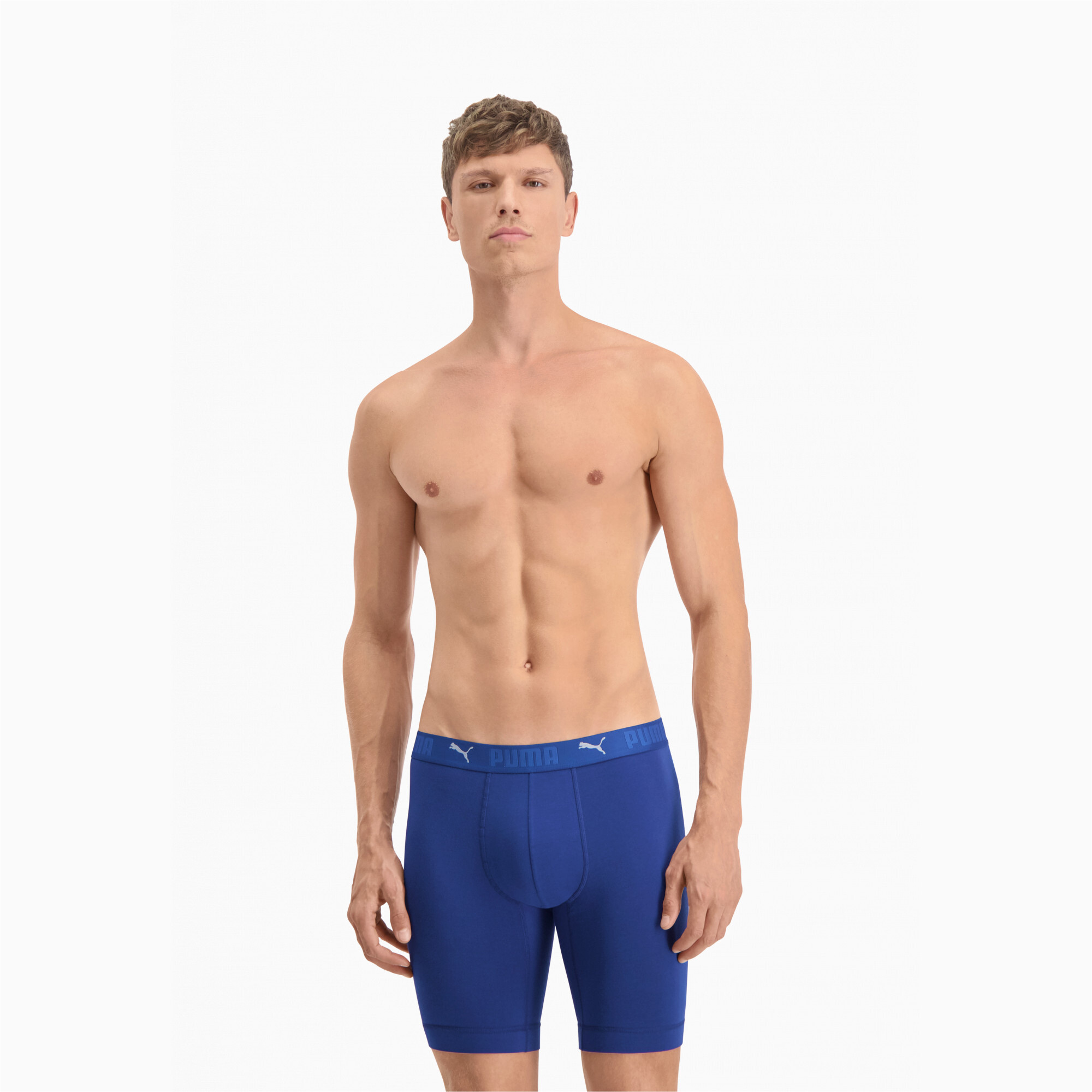 Licence Puma Sport lange Baumwoll-Herren-Boxershorts 2er-Pack | Blue Combo | Größe: 3