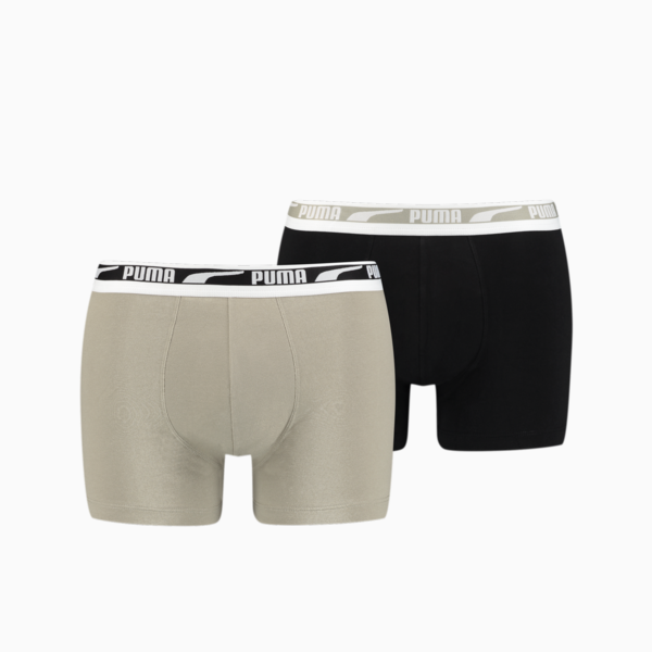 PUMA Men's Multi Logo Boxer 2 pack, sand combo, large-ZAF