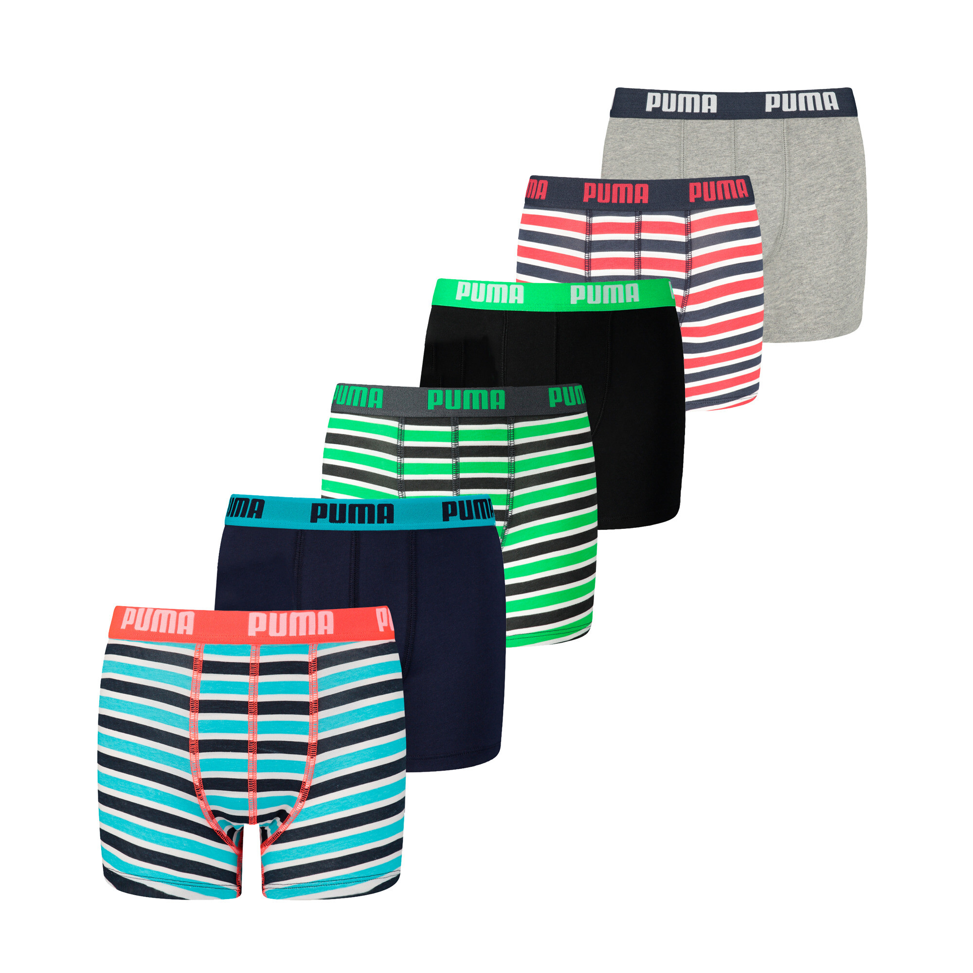 Licence Puma AOP Boxershorts 6er-Pack Jungen Für Für Kinder | Blue/Green/Red | Größe: 12