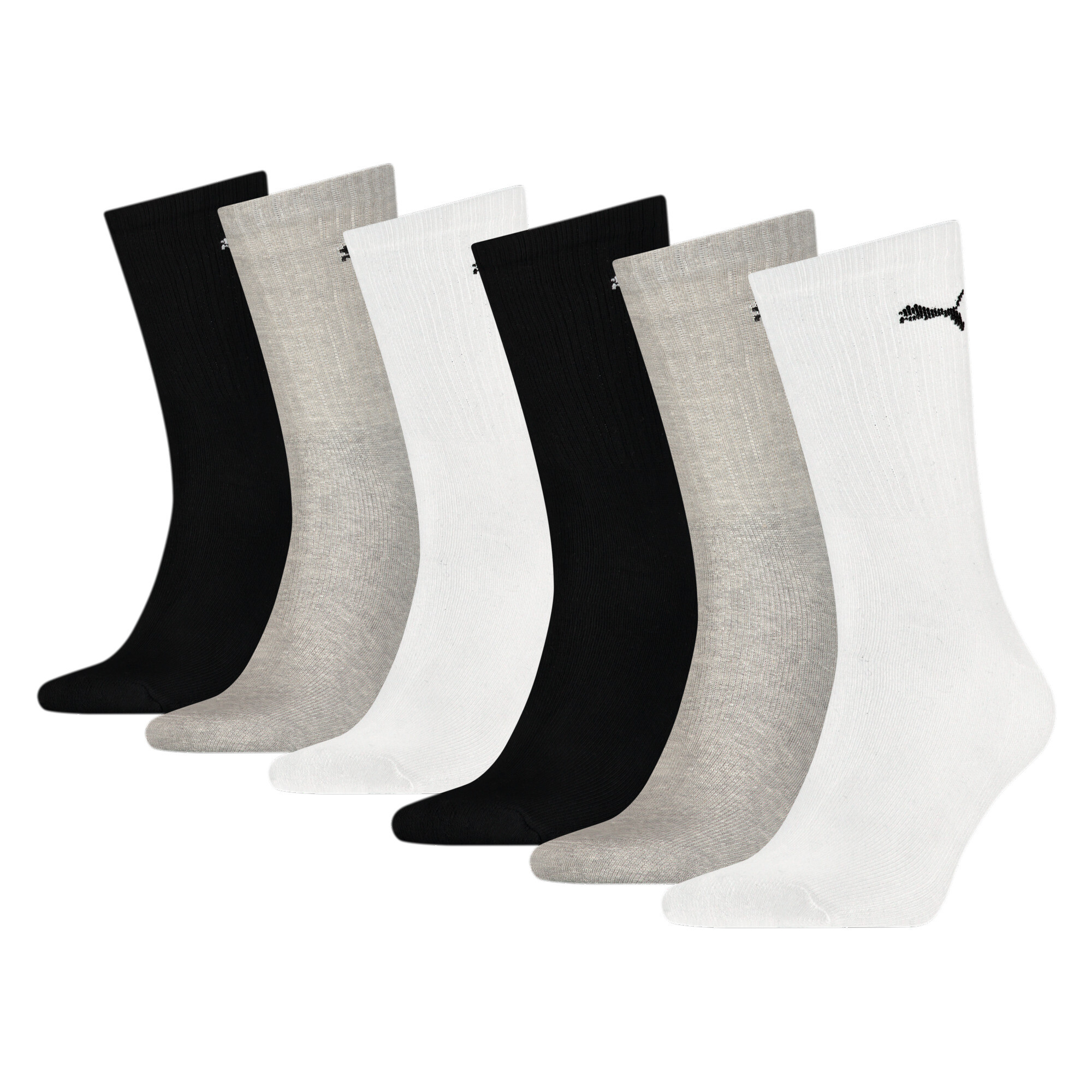 Puma Unisex Crew Shirt Socks 6 Pack, Gray, Size 47-49, Clothing