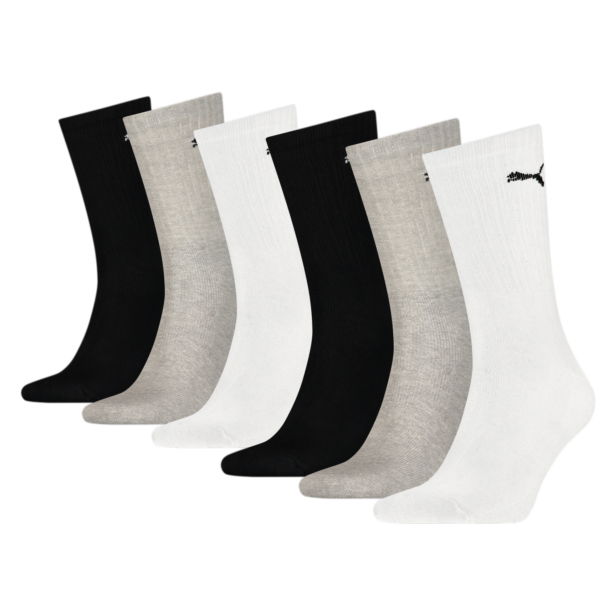 Puma Unisex Crew Shirt Socks 6 Pack, Gray, Size 35-38, Clothing