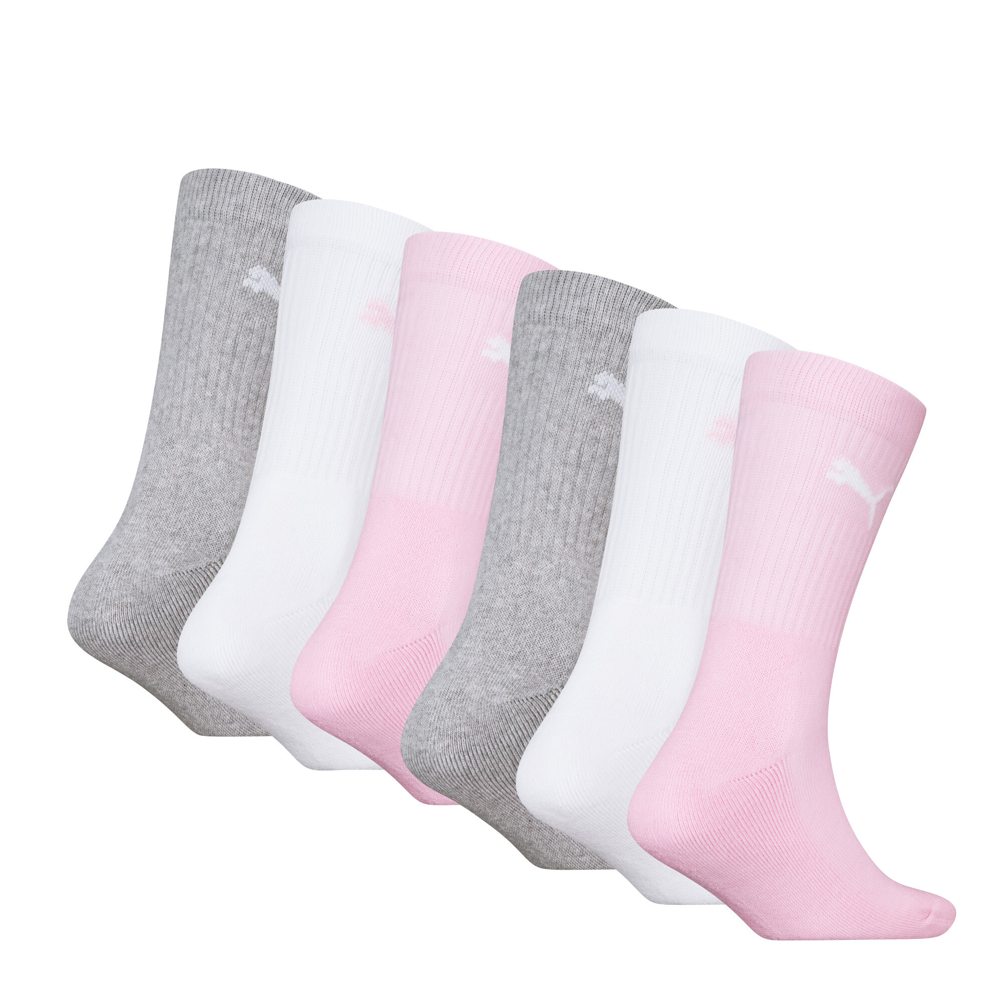 Men's Puma Junior Classic Crew Shirt Socks 6 Pack, Pink, Size 35-38, Clothing