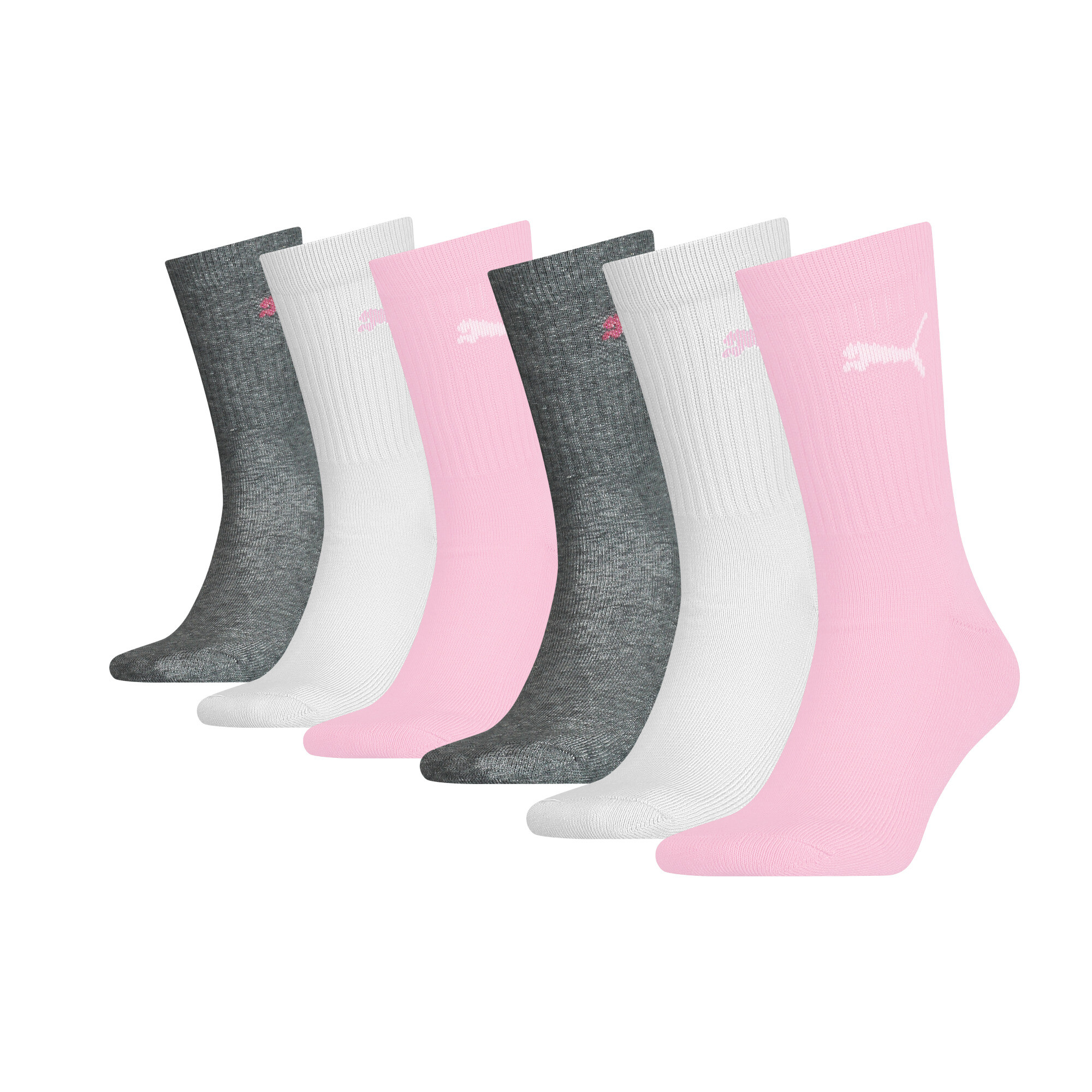 Men's Puma Junior Classic Crew Shirt Socks 6 Pack, Pink, Size 35-38, Clothing