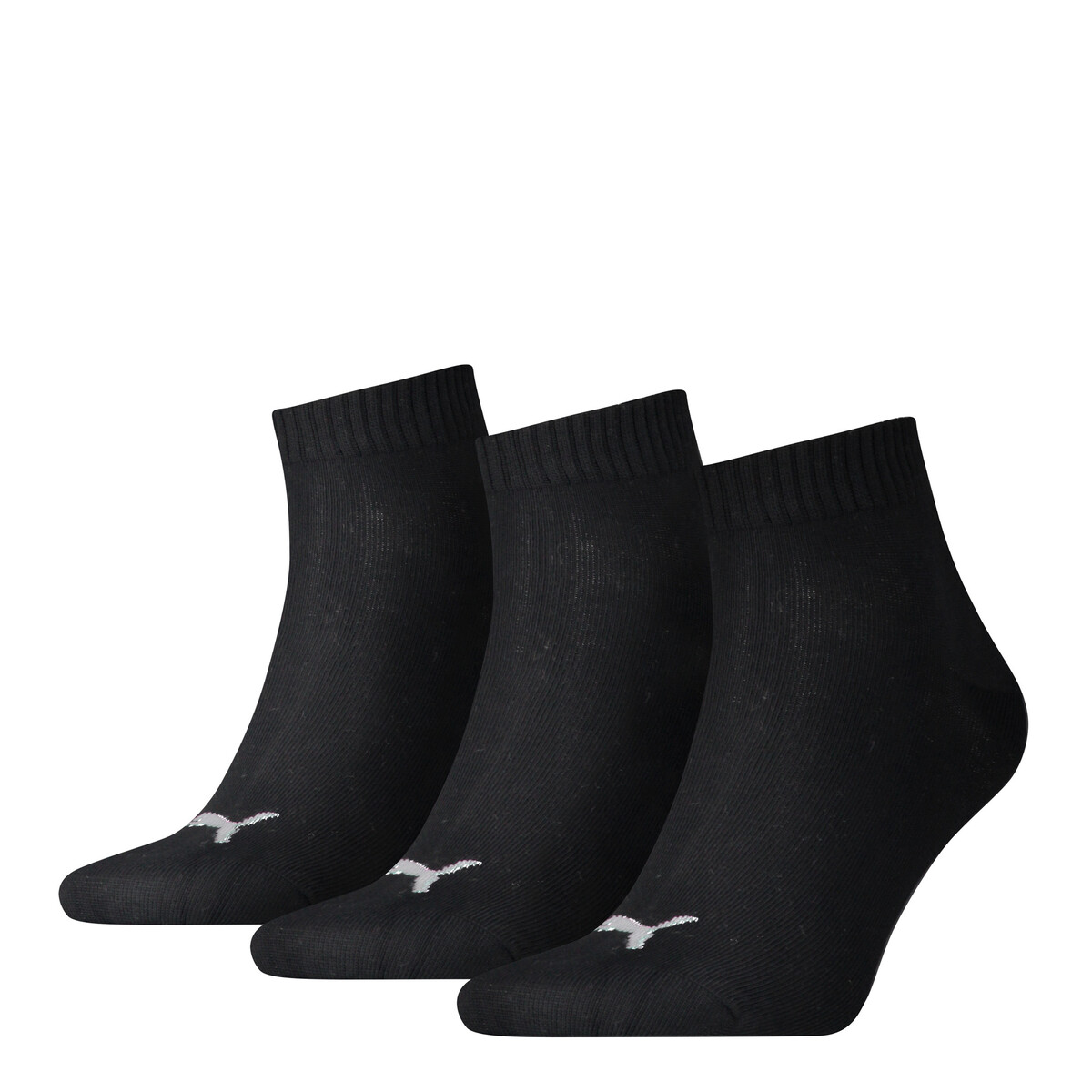 PUMA Unisex Quarter Socks 3 Pack in Black, 2.5-5