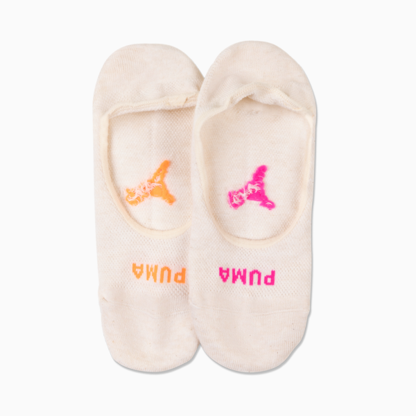 PUMA Women's Mesh Mid-Cut Footie 2 Pack, oatmeal, large-MEX