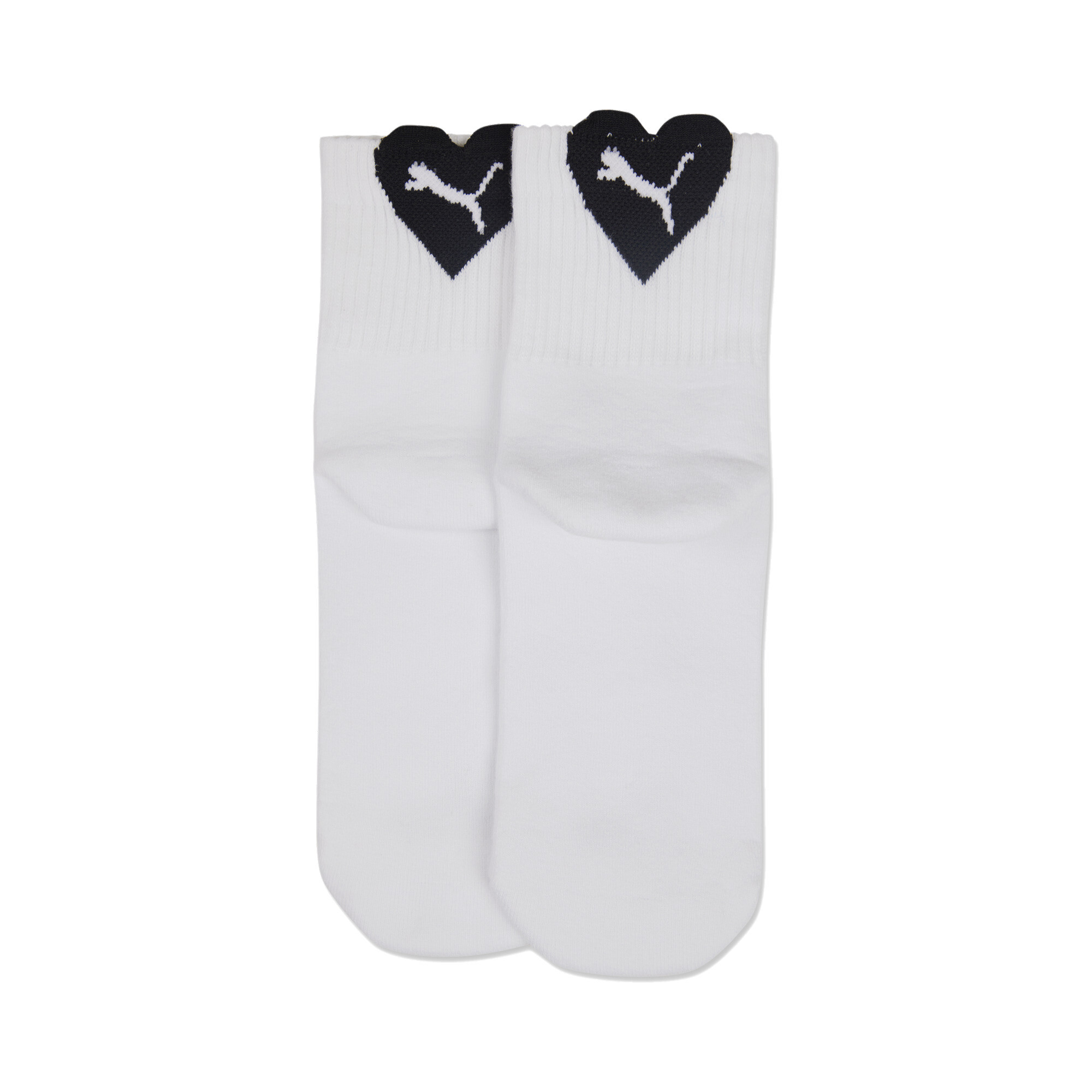 Women's PUMA Heart Short Socks 2 Pack In 20 - White, Size 39-42