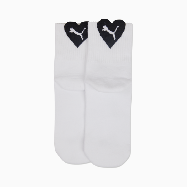 PUMA Women's Heart Short Socks 2 Pack, white / black, large-ZAF
