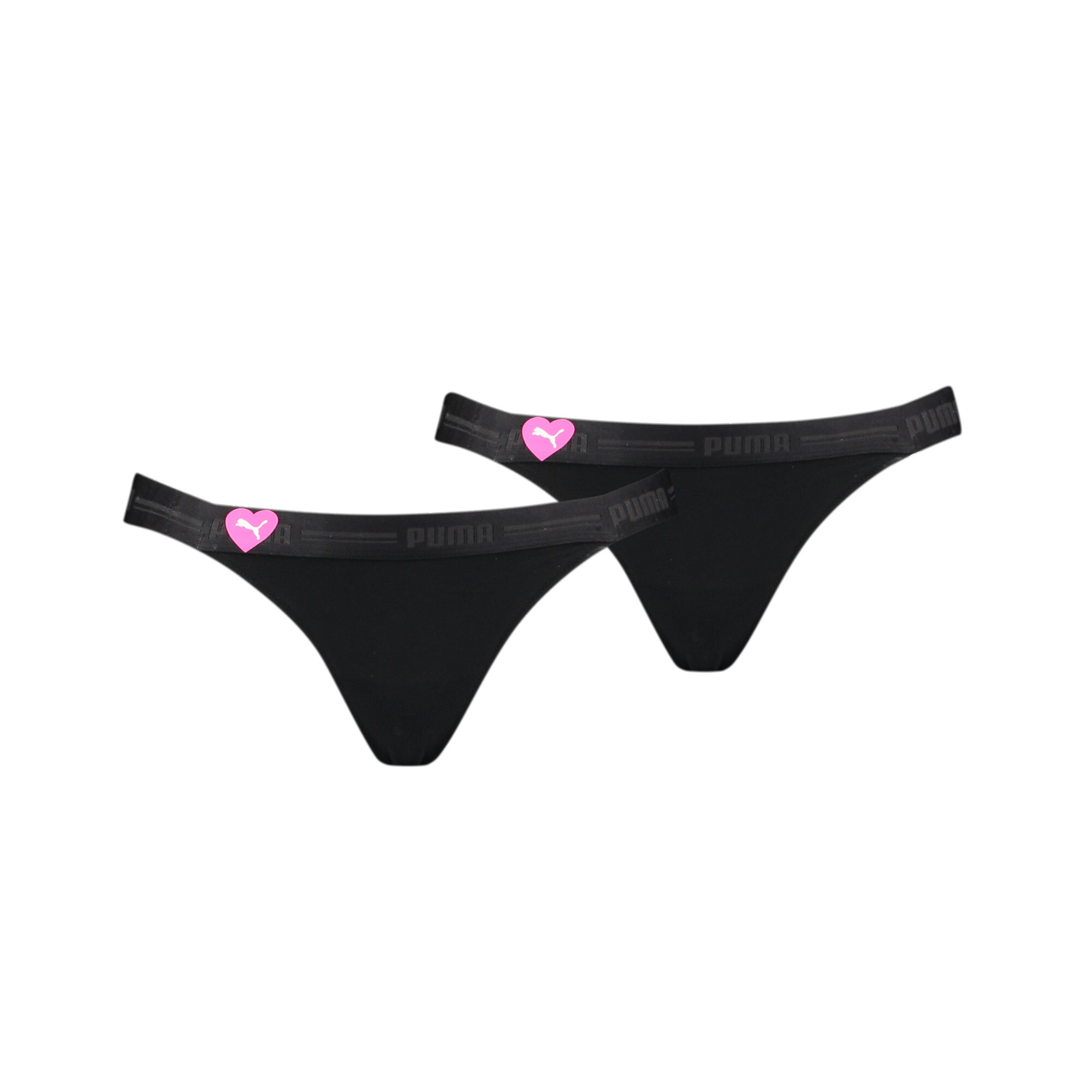 Women's Puma's Heart String Bottom Underwear 2 Pack, Black, Size 1, Clothing