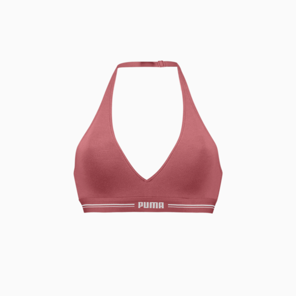 PUMA Women's Padded Halter Top 1 Pack, Wine-Red, large-ZAF