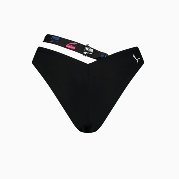 PUMA Swim Women's V-Shape Bikini Bottom, black combo, large-ZAF
