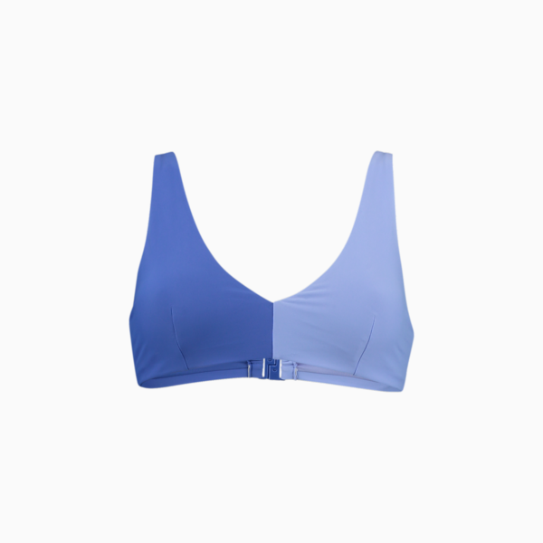 PUMA Swim Women's Colourblock Plunge Top, purple magic, large-MEX