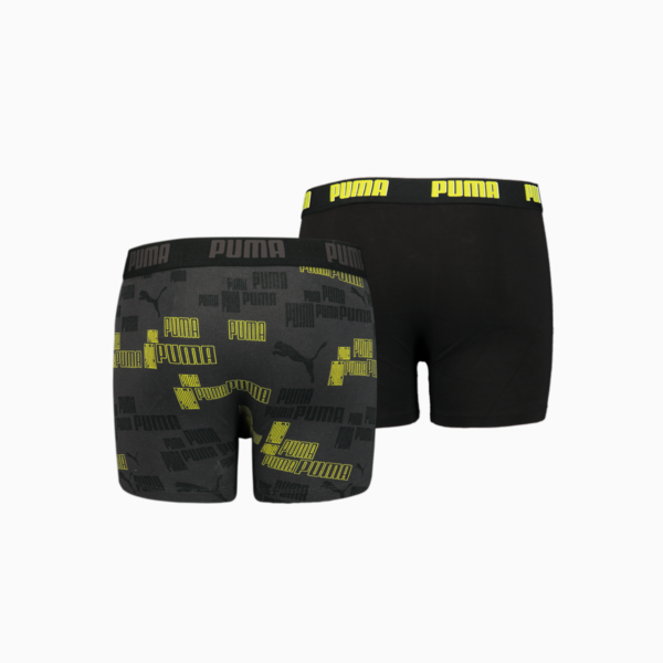 PUMA Boys' Logo Boxer 2 pack, black / yellow, large-ZAF