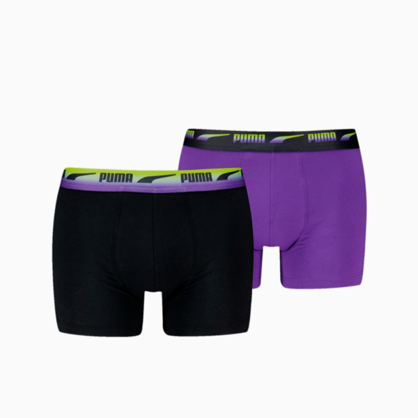 PUMA Men's Boxer Briefs 2 pack, black / purple, large-MEX