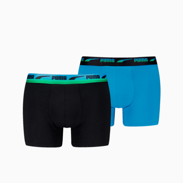 PUMA Men's Boxer Briefs 2 pack, black / blue, large-MEX
