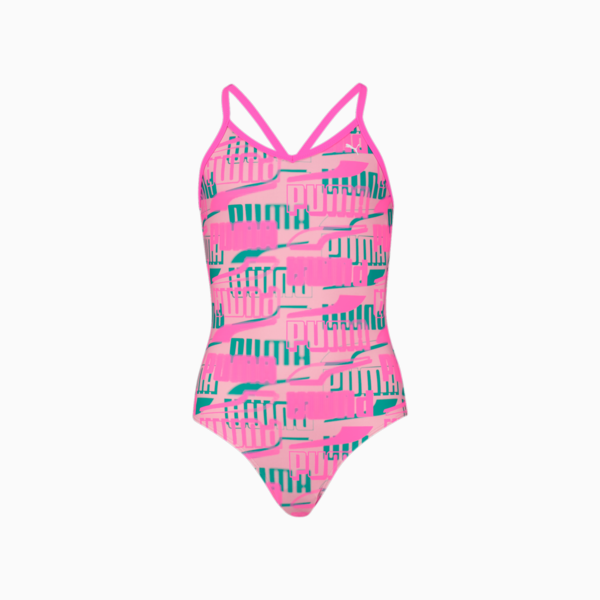 Traje de baño niña Puma Printed, pink combo, large-MEX