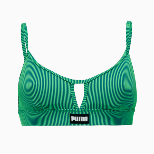Top de baño PUMA Peek-a-boo para mujer, green combo, large-MEX
