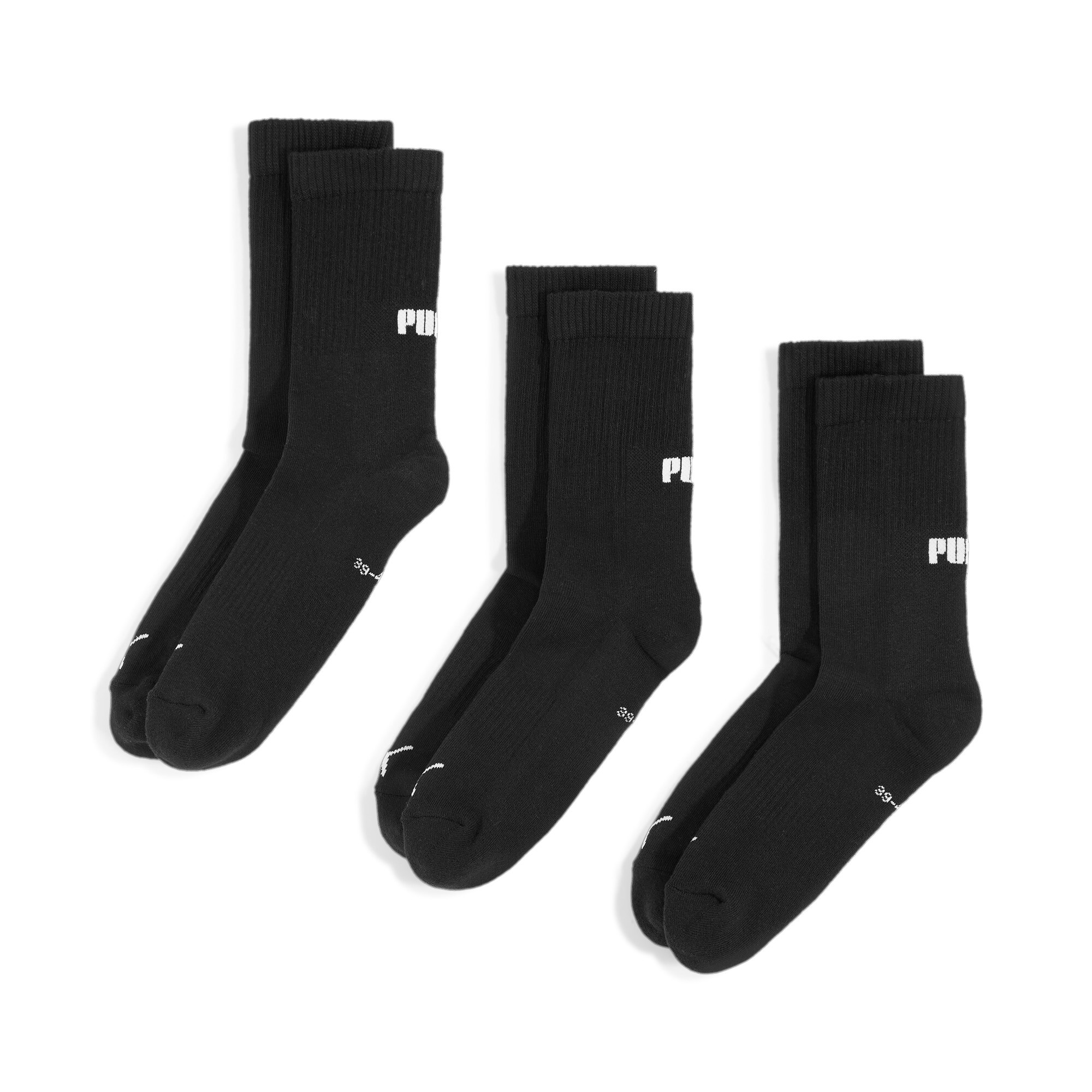 Puma Unisex Crew Shirt Socks 3 Pack, Black, Size 43-46, Clothing