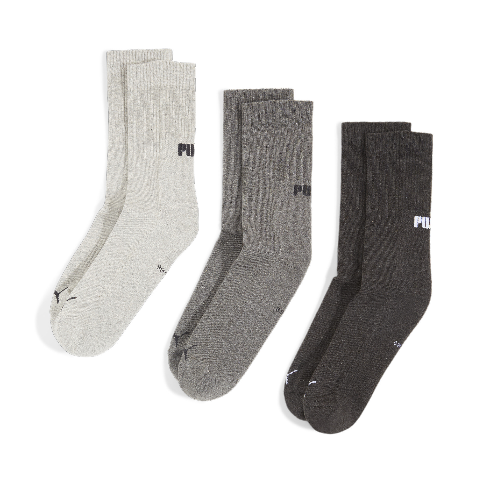 Puma Unisex Crew Shirt Socks 3 Pack, Gray, Size 39-42, Clothing