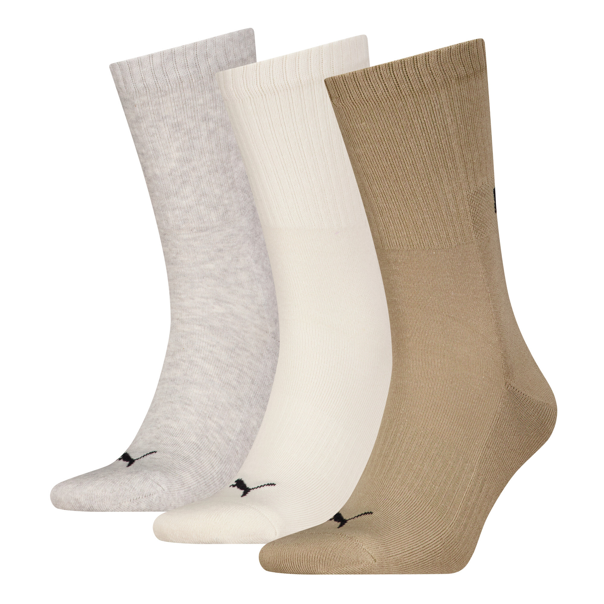 Puma Unisex Crew Shirt Socks 3 Pack, Brown, Size 39-42, Clothing