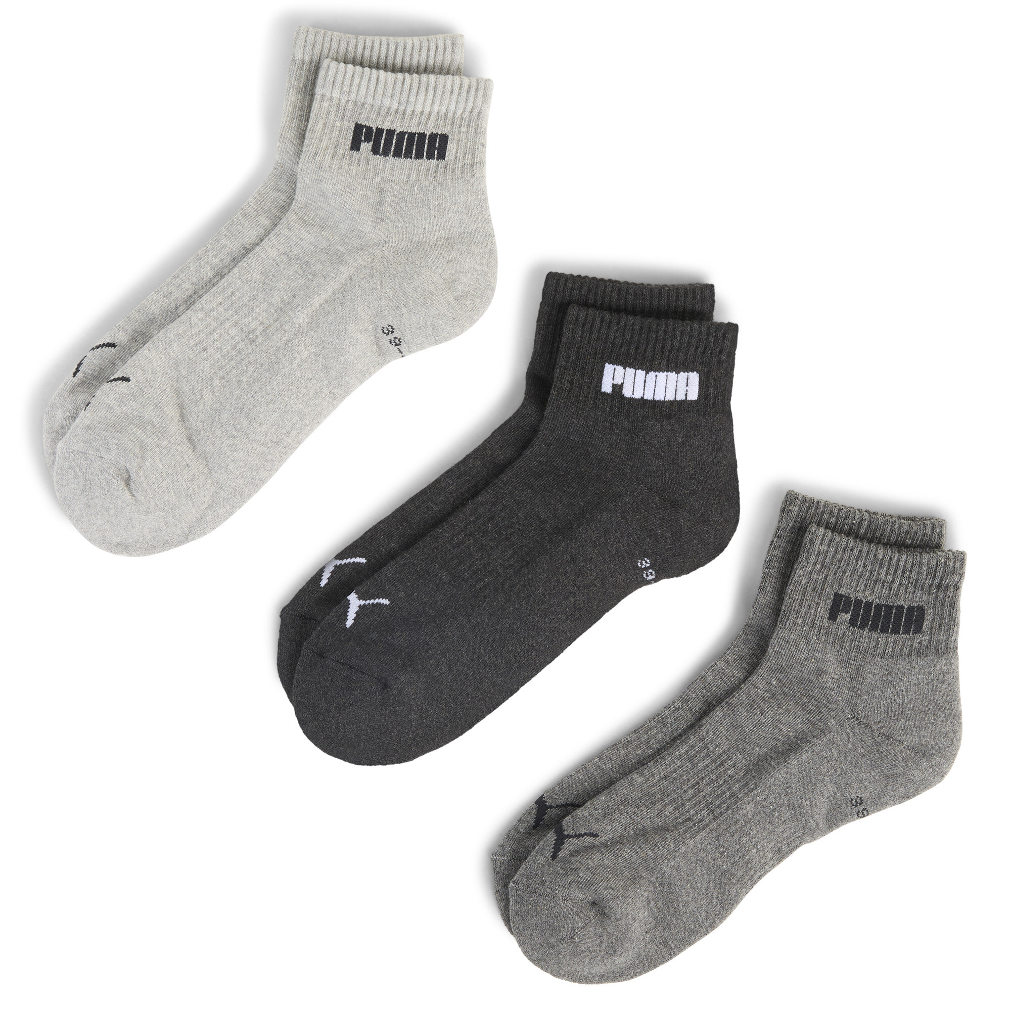 Licence Puma Quarter-Socken 3er-Pack Unisex | Grey Combo | Größe: 35-38