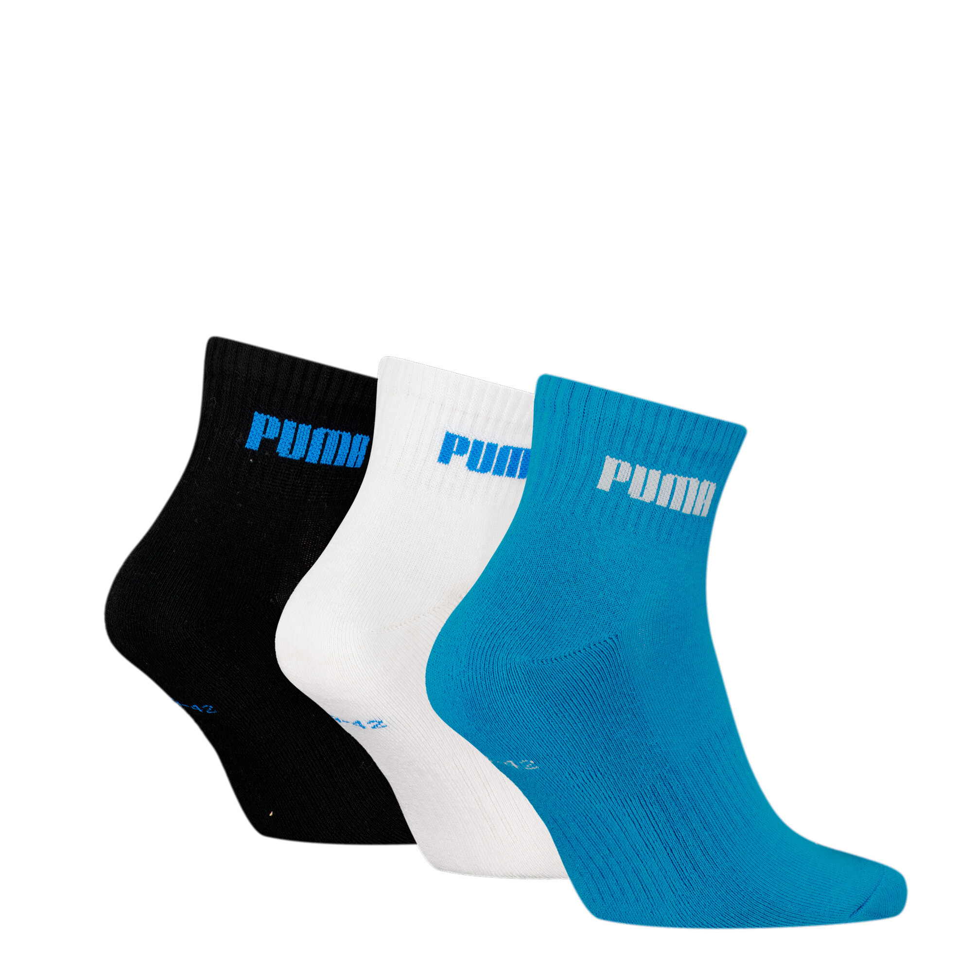 Puma Unisex Quarter Socks 3 Pack, Blue, Size 43-46, Women