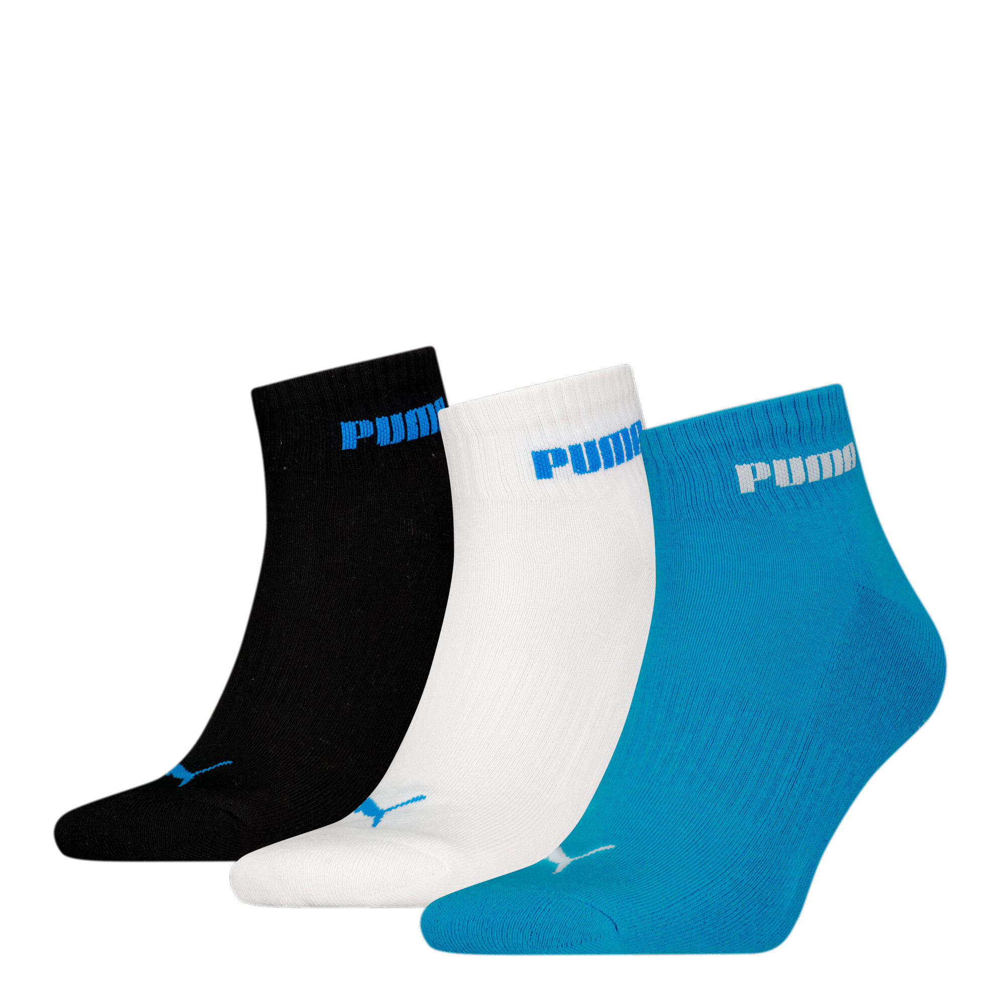 Puma Unisex Quarter Socks 3 Pack, Blue, Size 43-46, Women
