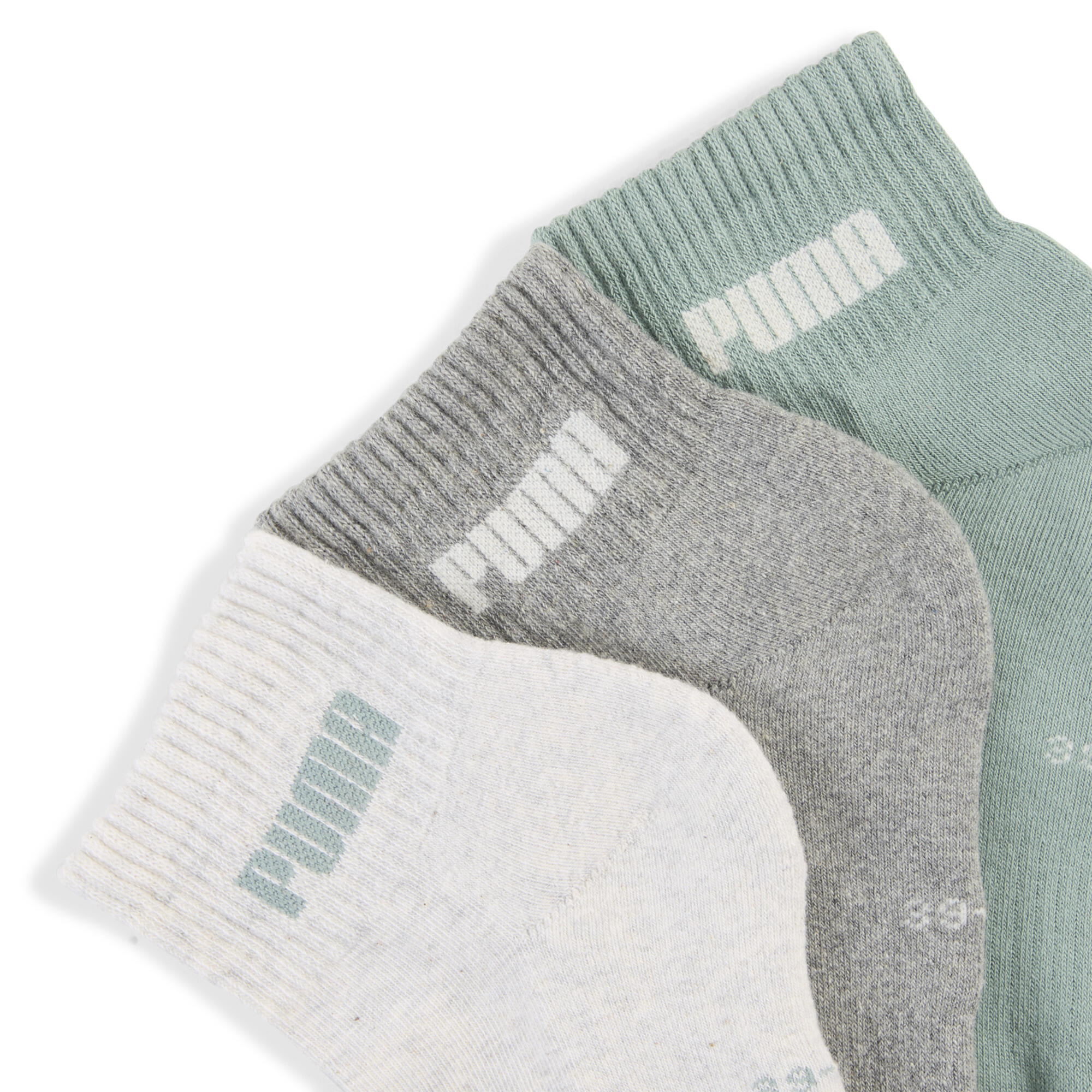 PUMA uniseks korte sokken, Groen/Grijs, Maat 43-46 thumbnail 2