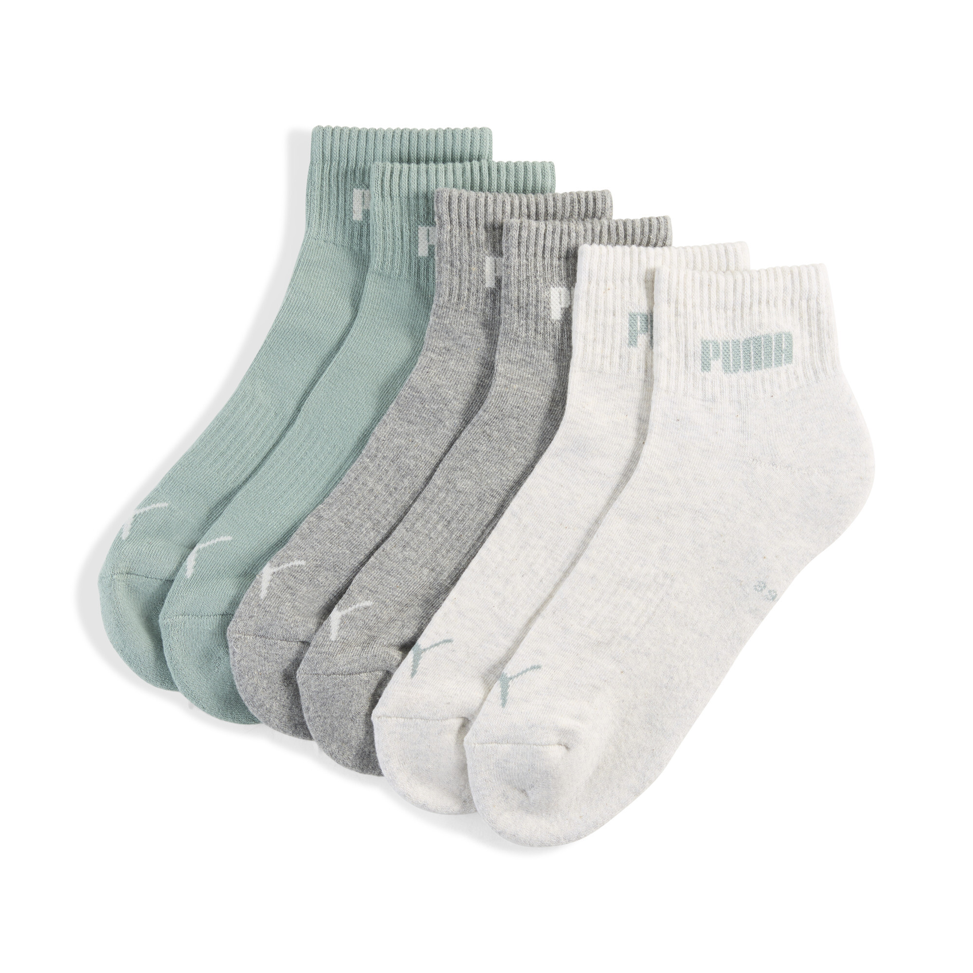 Licence Puma Quarter-Socken 3er-Pack Unisex | Green/Grey | Größe: 43-46