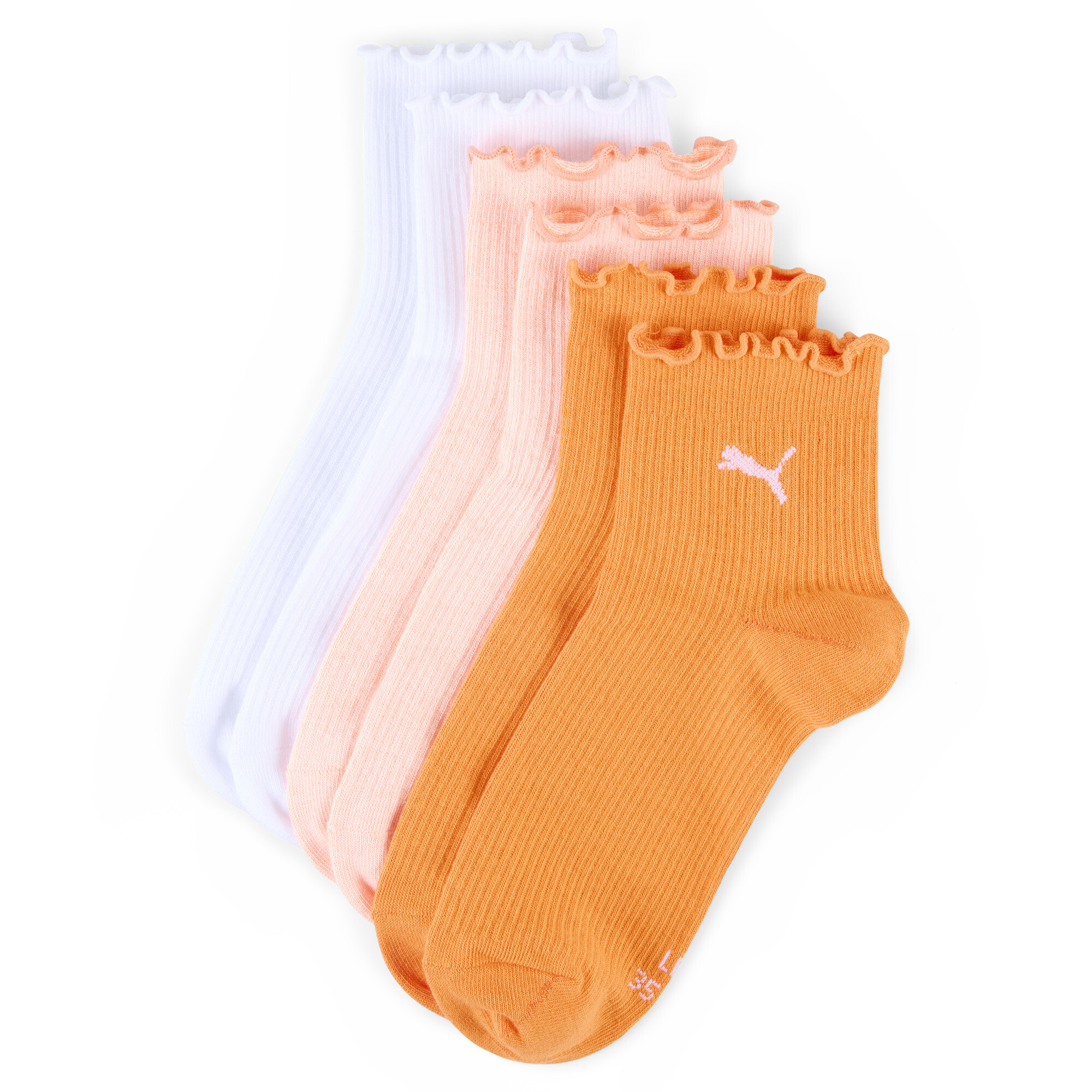 Licence Puma Quarter-Socken 3er-Pack Damen | Flame Orange/White | Größe: 35-38