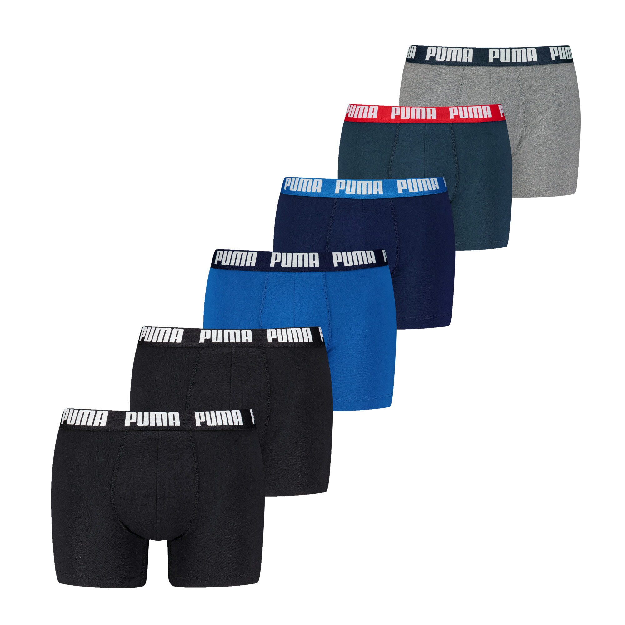 Puma Basic Heren Boxer 6-pack - Blauw/Zwart - Maat S