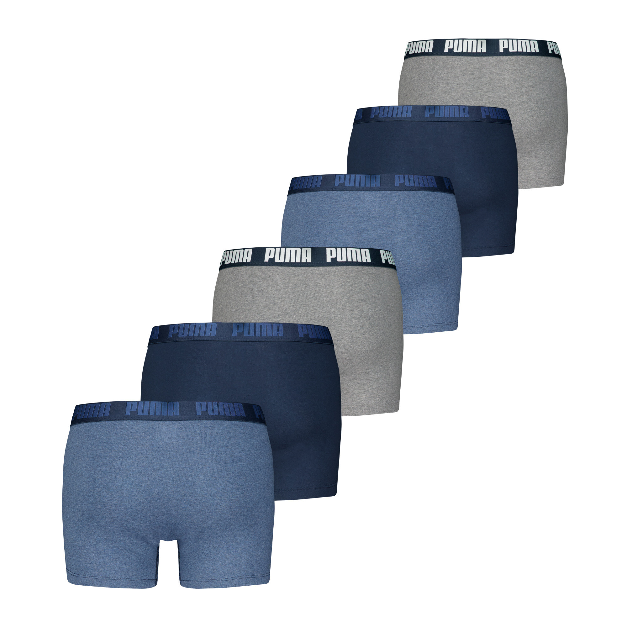 Men's Puma Boxer Briefs 6-Pack, Blue, Size 3, Clothing