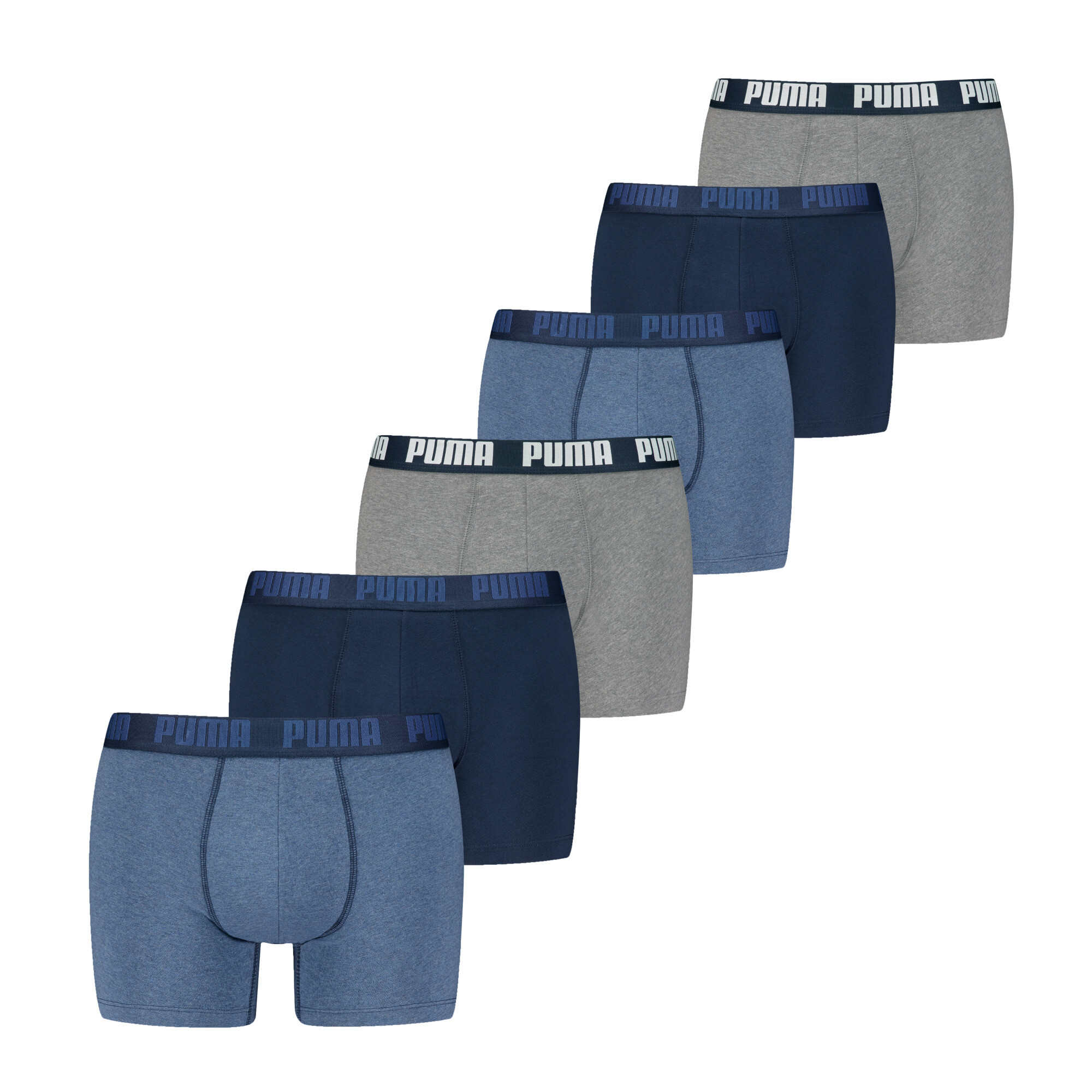 Men's Puma Boxer Briefs 6-Pack, Blue, Size 3, Clothing