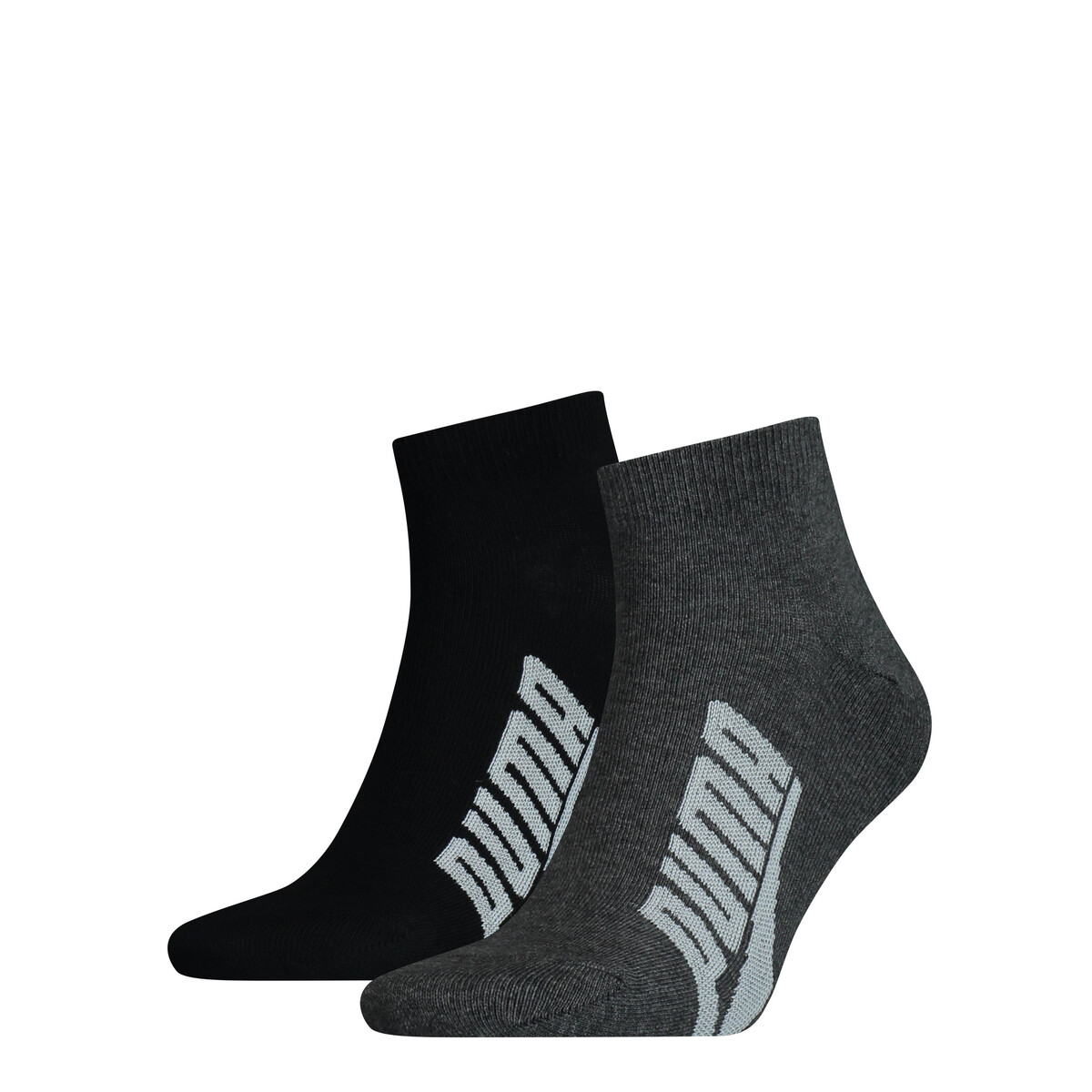 PUMA Unisex Quarter Socks 2 Pack in Black/White, 2.5-5