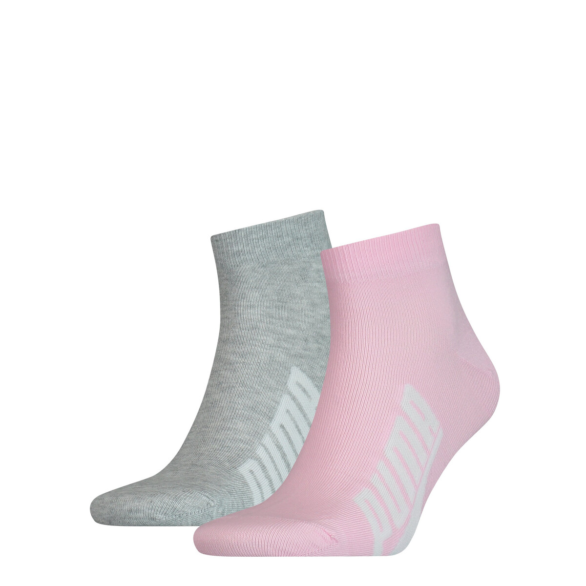 PUMA Unisex Quarter Socks 2 Pack in Rose Water, 2.5-5