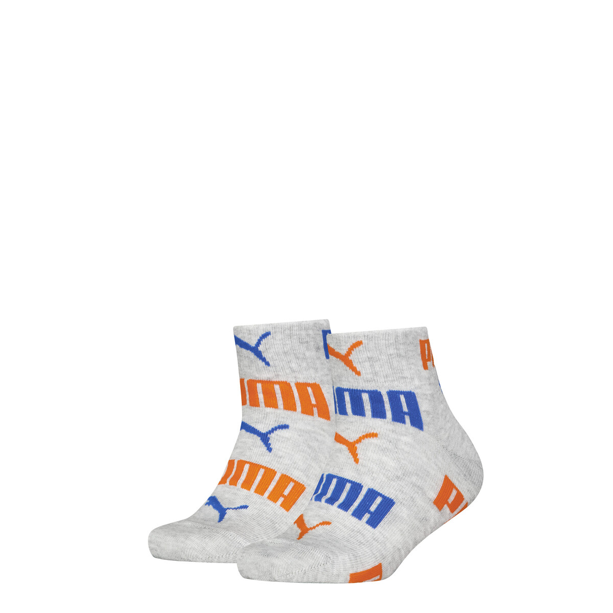 Quarter Socks 2 Pack Youth in Light Grey Melange by PUMA, 9-11.5