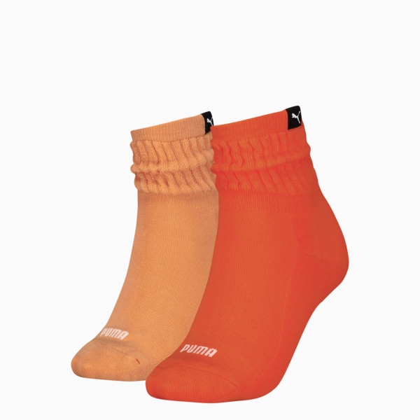 PUMA Women's Classic Short Slouch Socks 2 pack, flame orange, large-MEX
