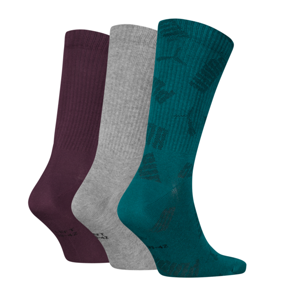 PUMA Unisex Crew Socks 3 pack, green combo, large-MEX