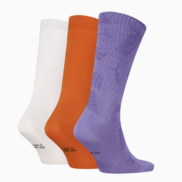 PUMA Unisex Crew Socks 3 pack, purple combo, large-MEX