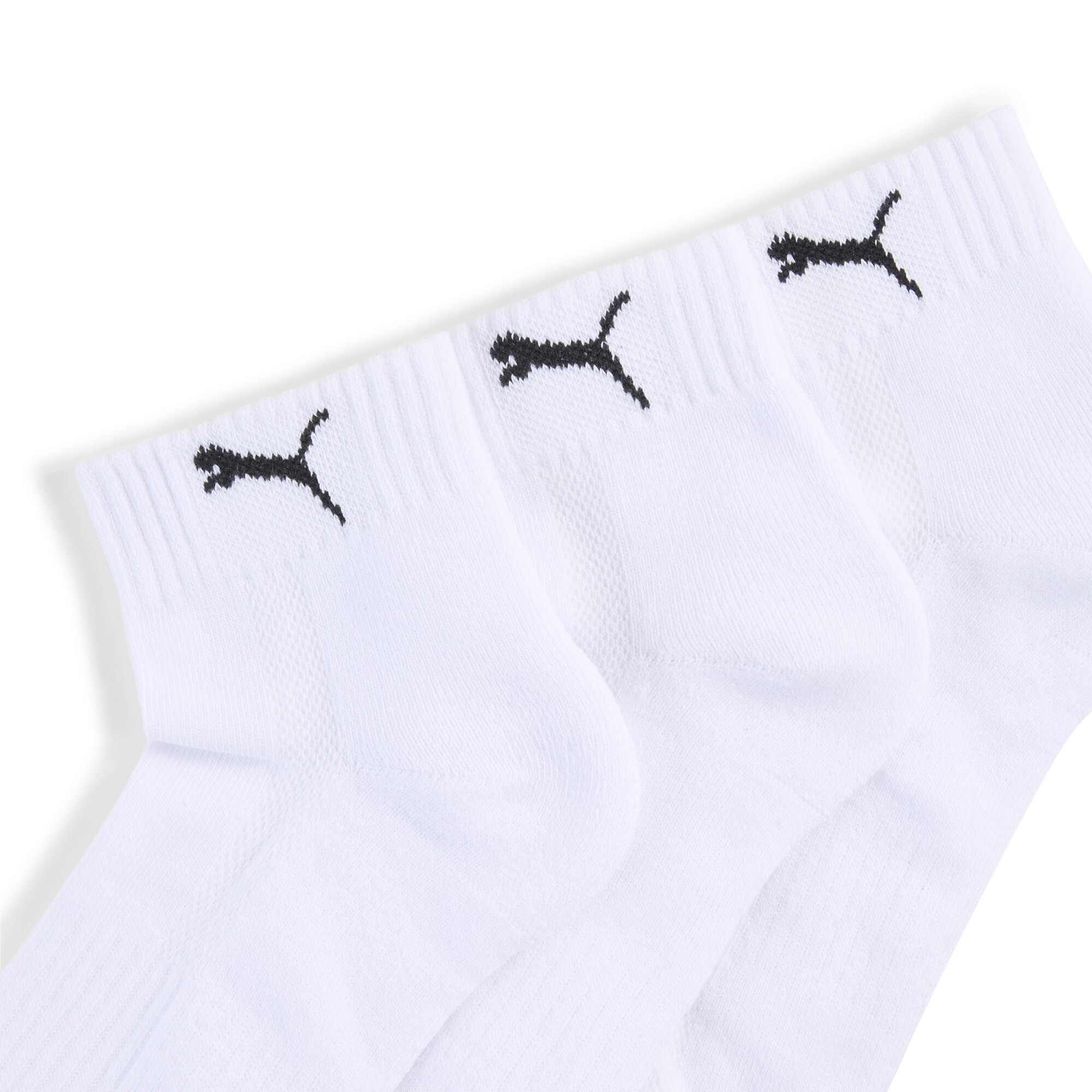 PUMA Uniseks quartersokken (set van 3 paar), Wit, Maat 43-46 thumbnail 2
