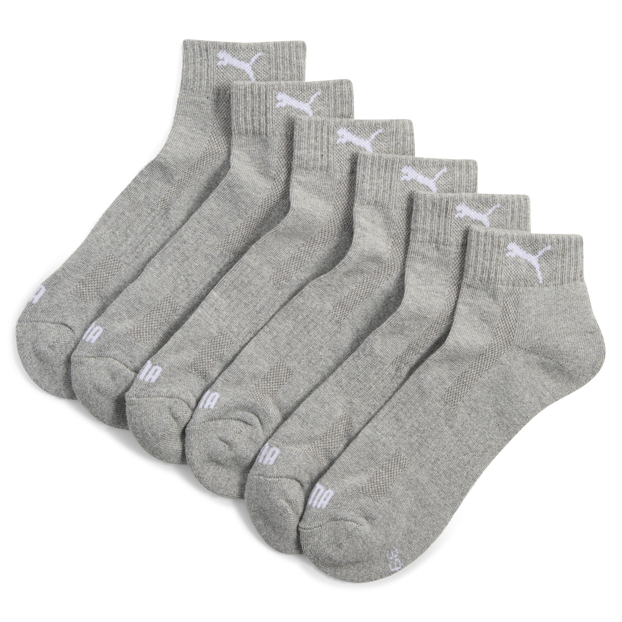 PUMA Uniseks quartersokken (set van 3 paar), Grijs, Maat 39-42