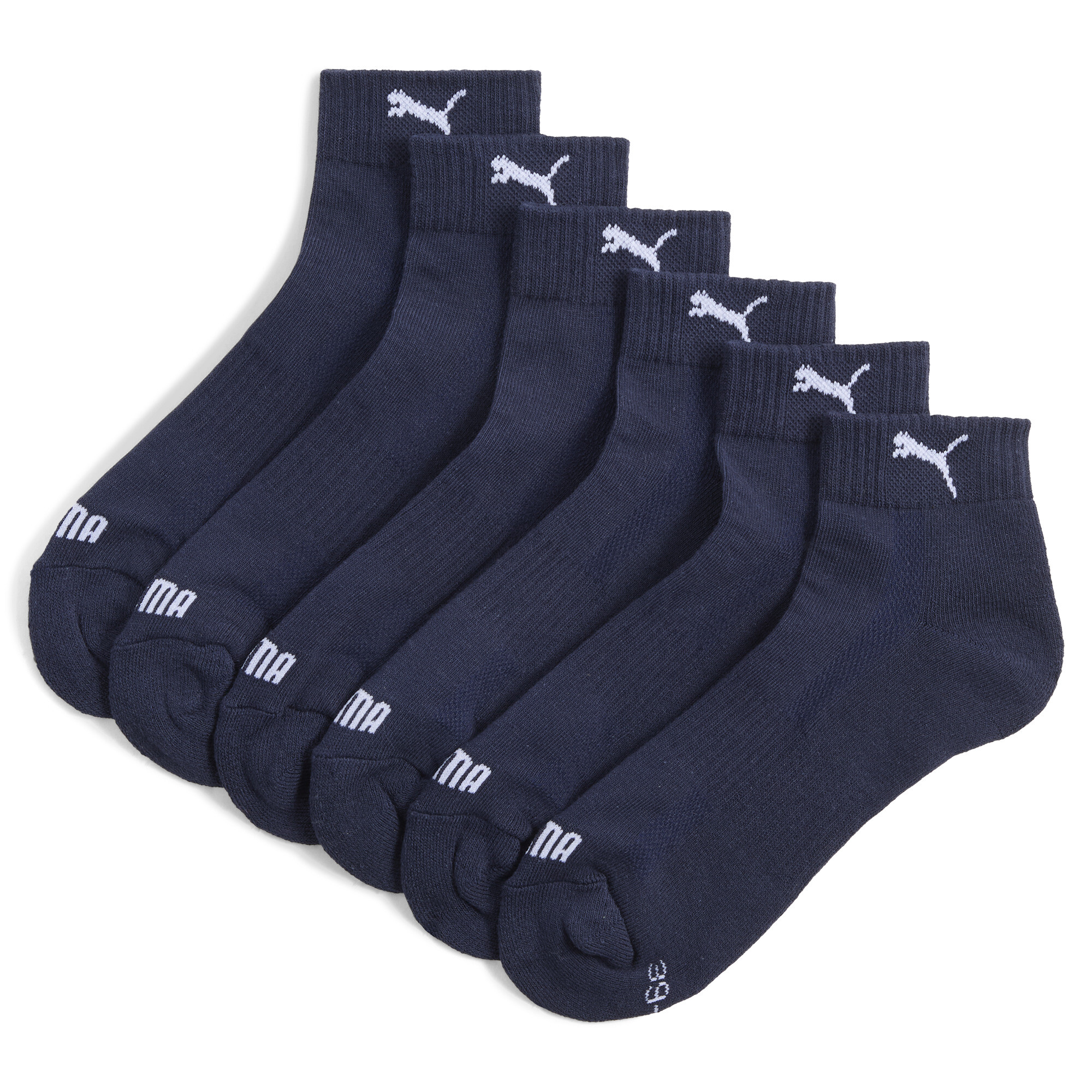 PUMA Uniseks quartersokken (set van 3 paar), Blauw, Maat 43-46