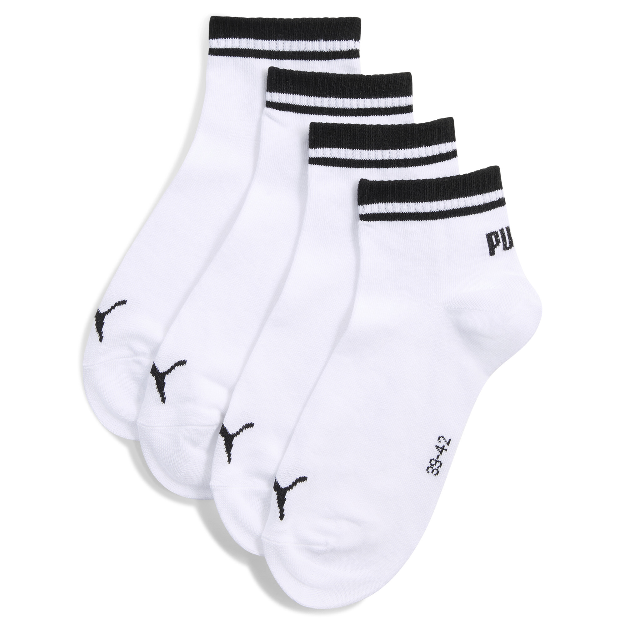 PUMA Uniseks quartersokken (set van 2 paar), Wit, Maat 43-46