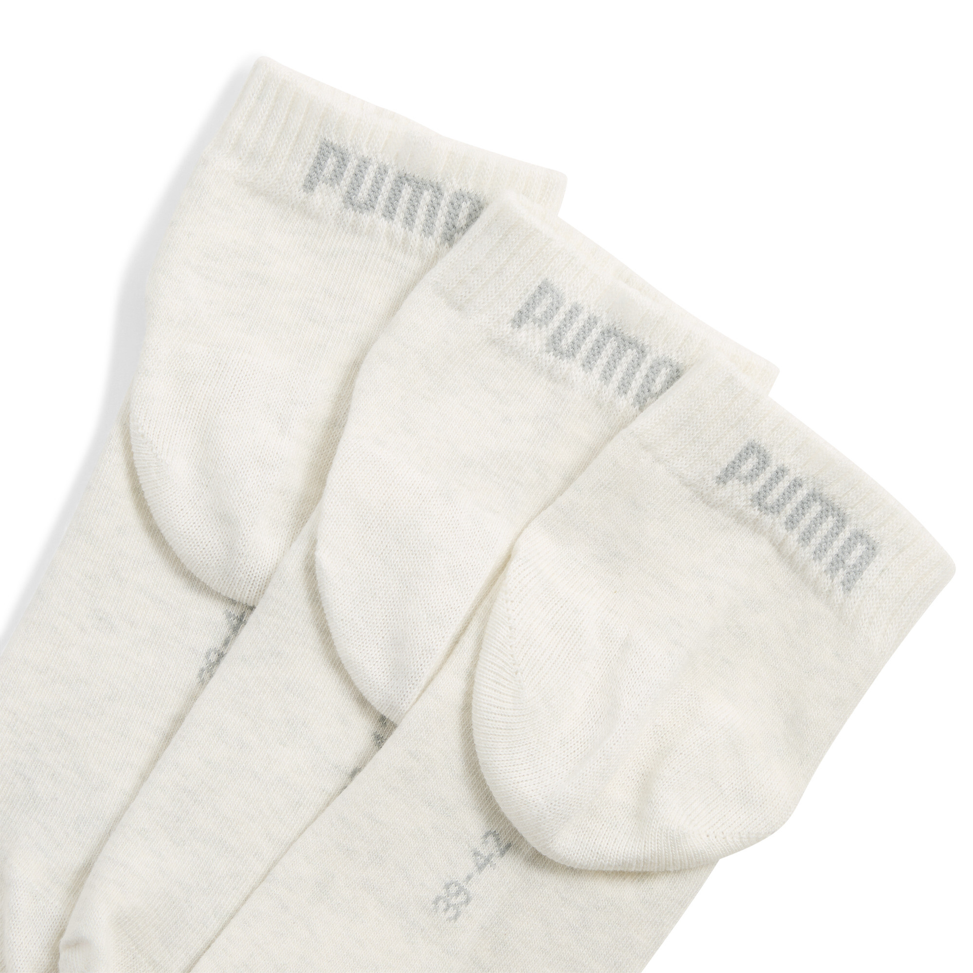PUMA Uniseks quartersokken (set van 3 paar), Wit, Maat 43-46 thumbnail 2